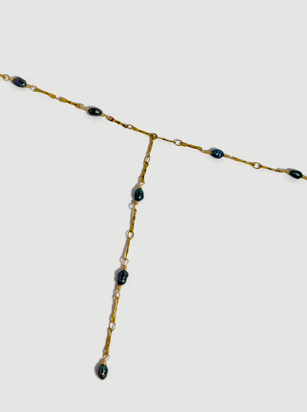 Midnight Pearl Lariat Necklace