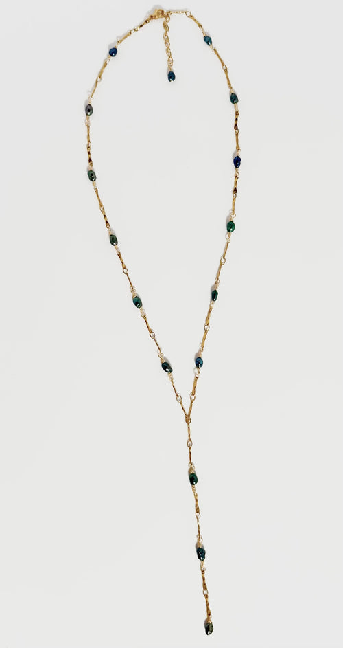 Midnight Pearl Lariat Necklace